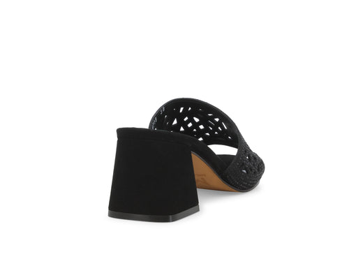 Melluso Ciabatta Donna Elegante con Strass Tacco Comodo Camoscio